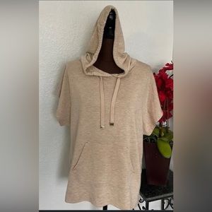 CALVIN KLEIN Sleeveless Hoodie - Color: Tan / Nude - Size: Large